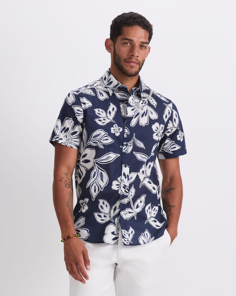 Rhett Short Sleeve Print Shirt in MIDNIGHT