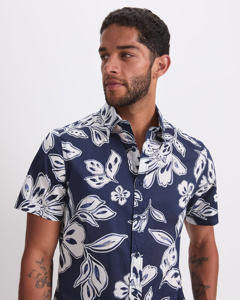 Rhett Short Sleeve Print Shirt in MIDNIGHT