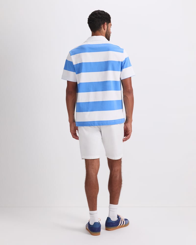 Short Sleeve Rugby Shirt in WHITE/BLUE