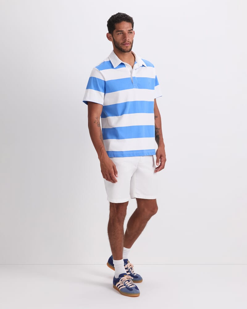 Short Sleeve Rugby Shirt in WHITE/BLUE
