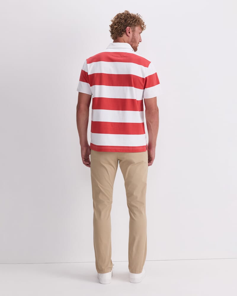 Short Sleeve Rugby Shirt in WHITE/RED