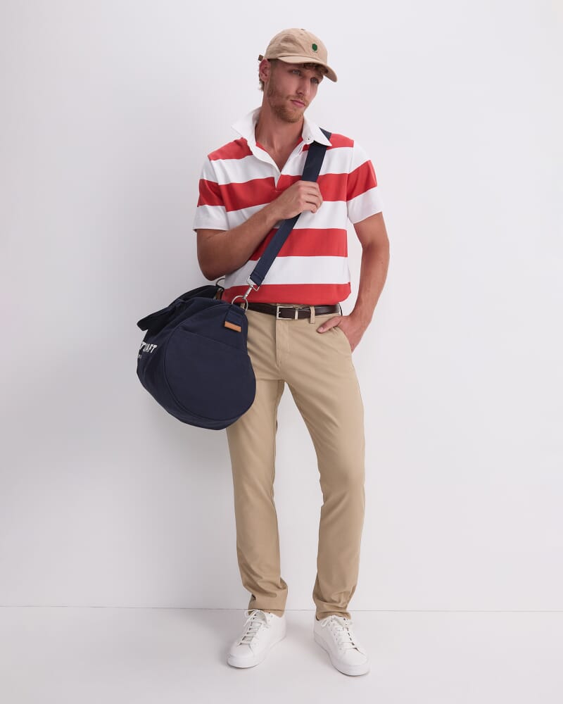 Short Sleeve Rugby Shirt in WHITE/RED