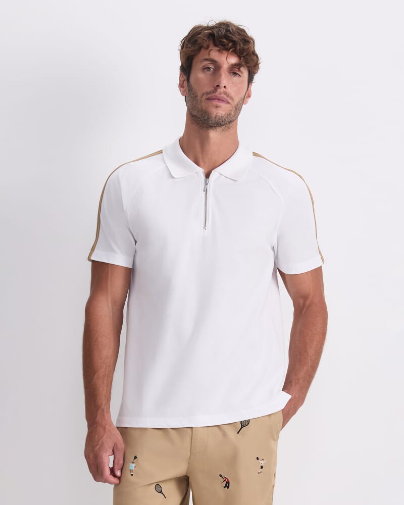 Rod Textured Polo in WHITE/BROWN