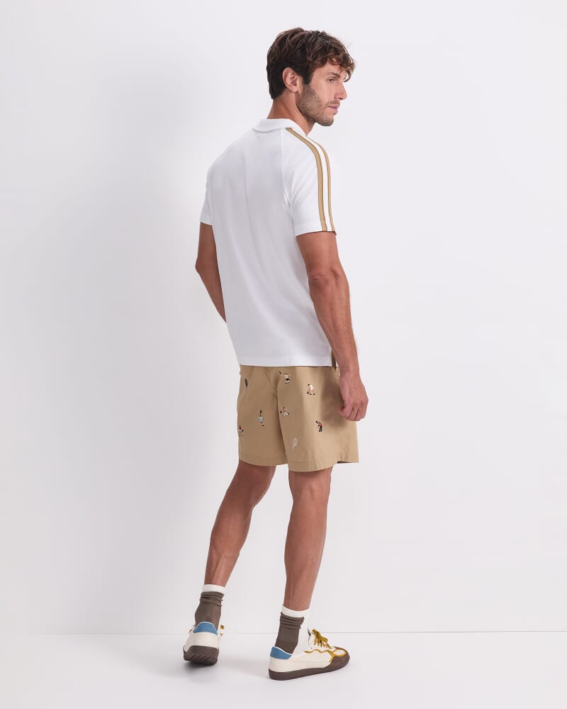 Rod Textured Polo in WHITE/BROWN