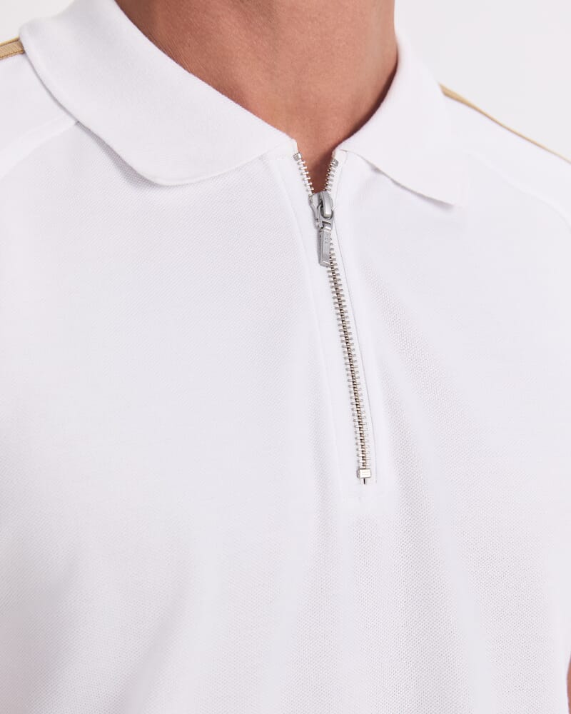 Rod Textured Polo in WHITE/BROWN