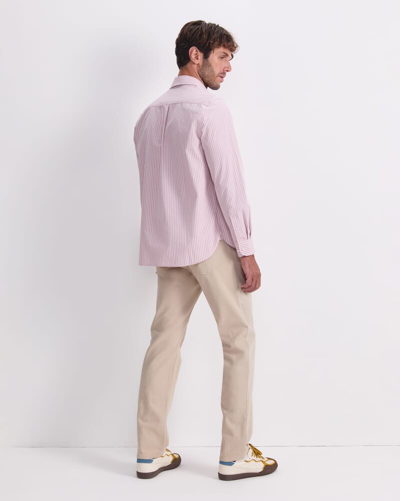 Stripe Long Sleeve Poplin Shirt in LILAC/WHITE
