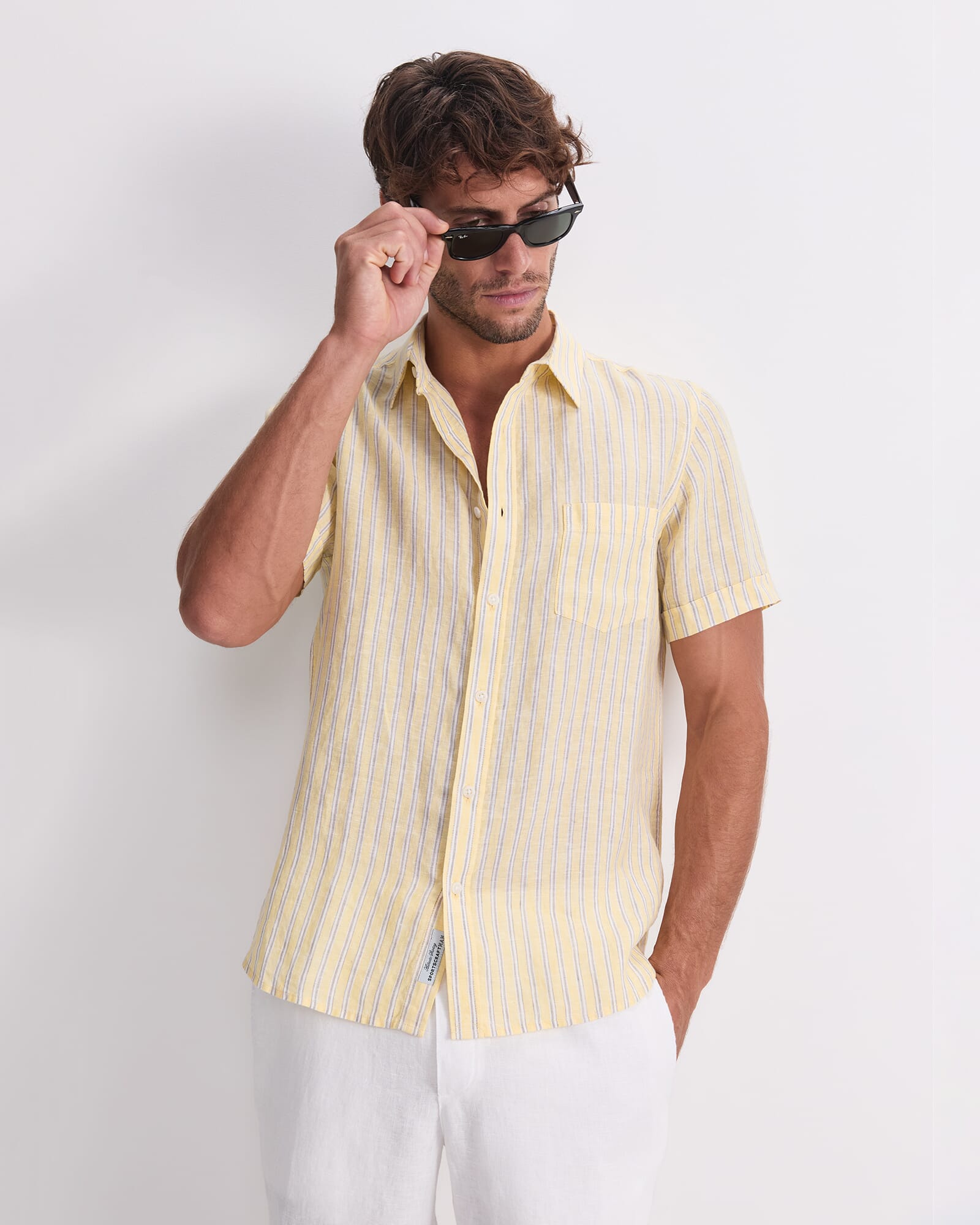 Stripe Short Sleeve Linen Shirt