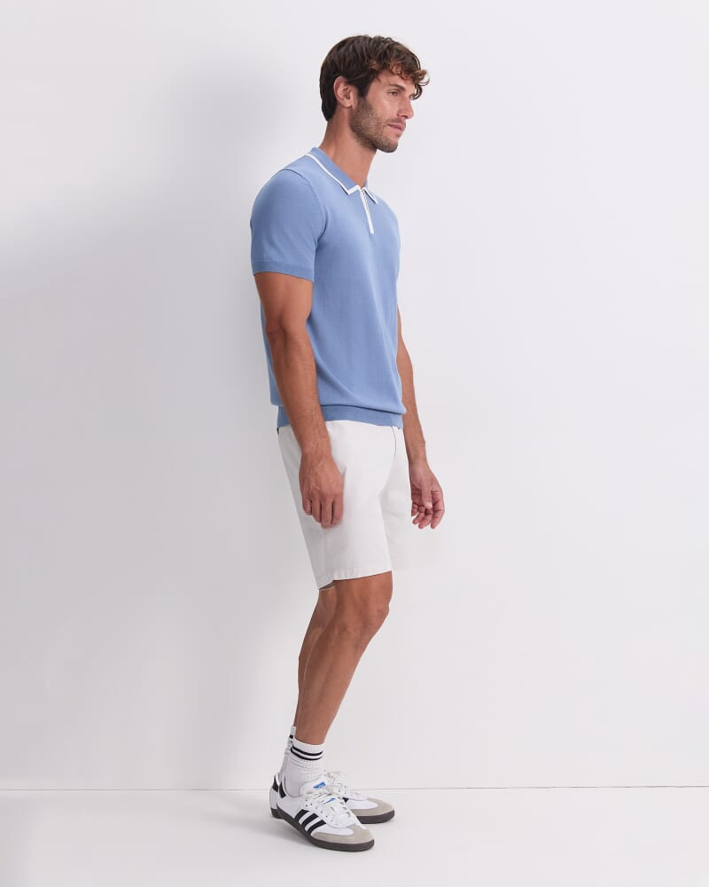 Brookes 1/4 Zip Knit Polo in PALE BLUE/WHITE