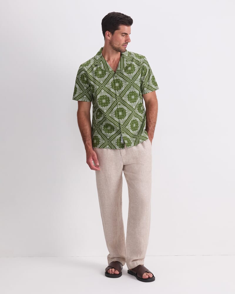 Bandana Short Sleeve Resort Shirt in KHAKI