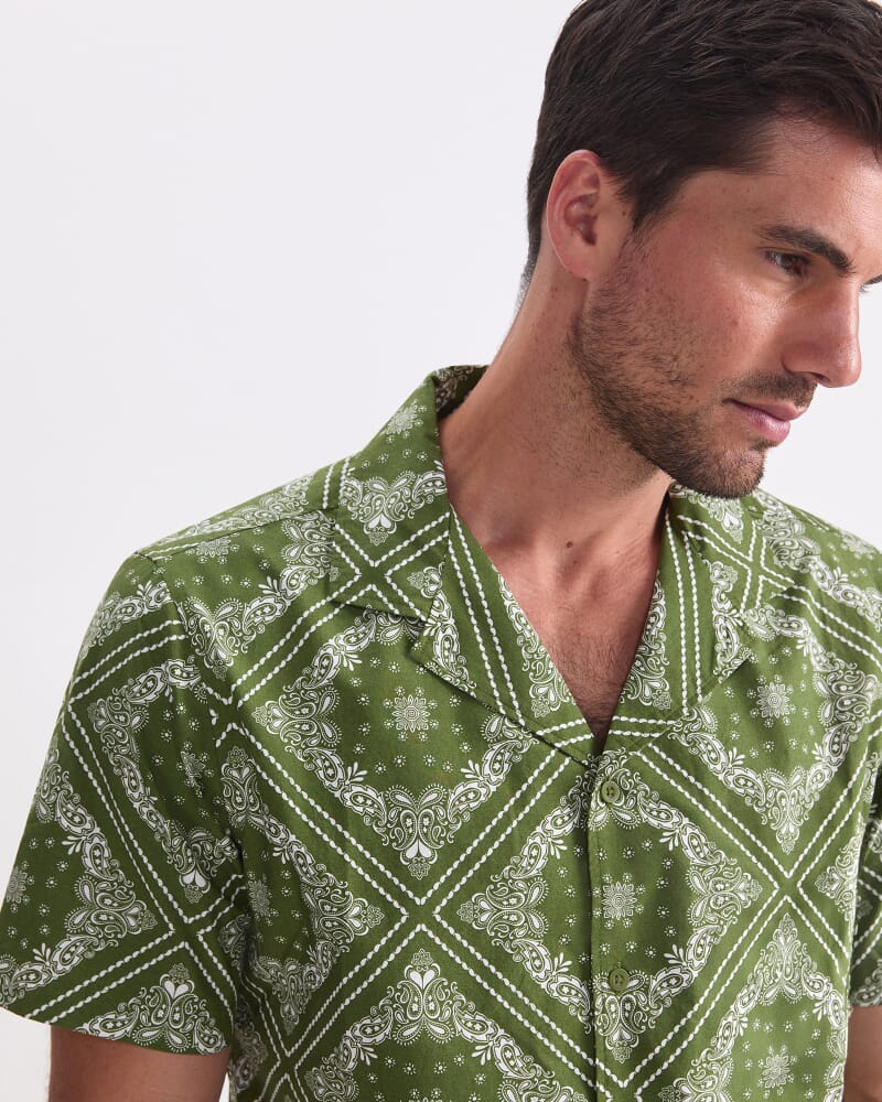 Bandana Short Sleeve Resort Shirt in KHAKI