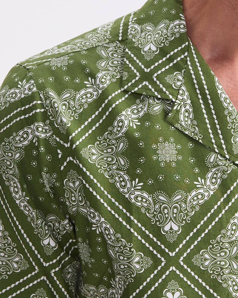 Bandana Short Sleeve Resort Shirt in KHAKI