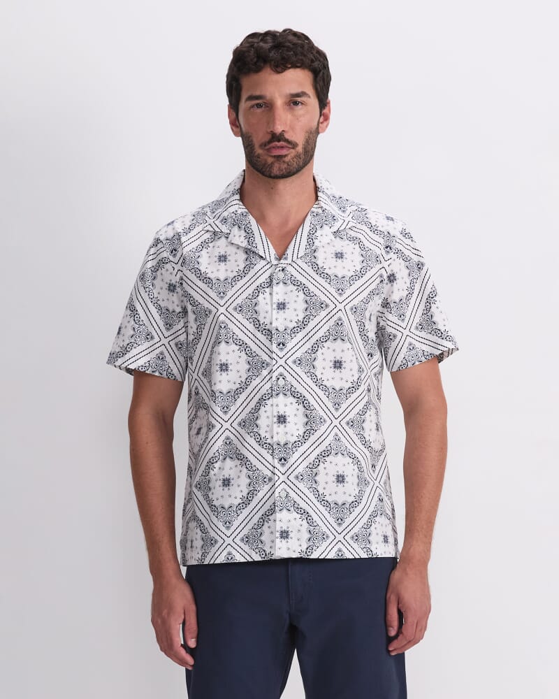 Bandana Short Sleeve Resort Shirt in WHITE