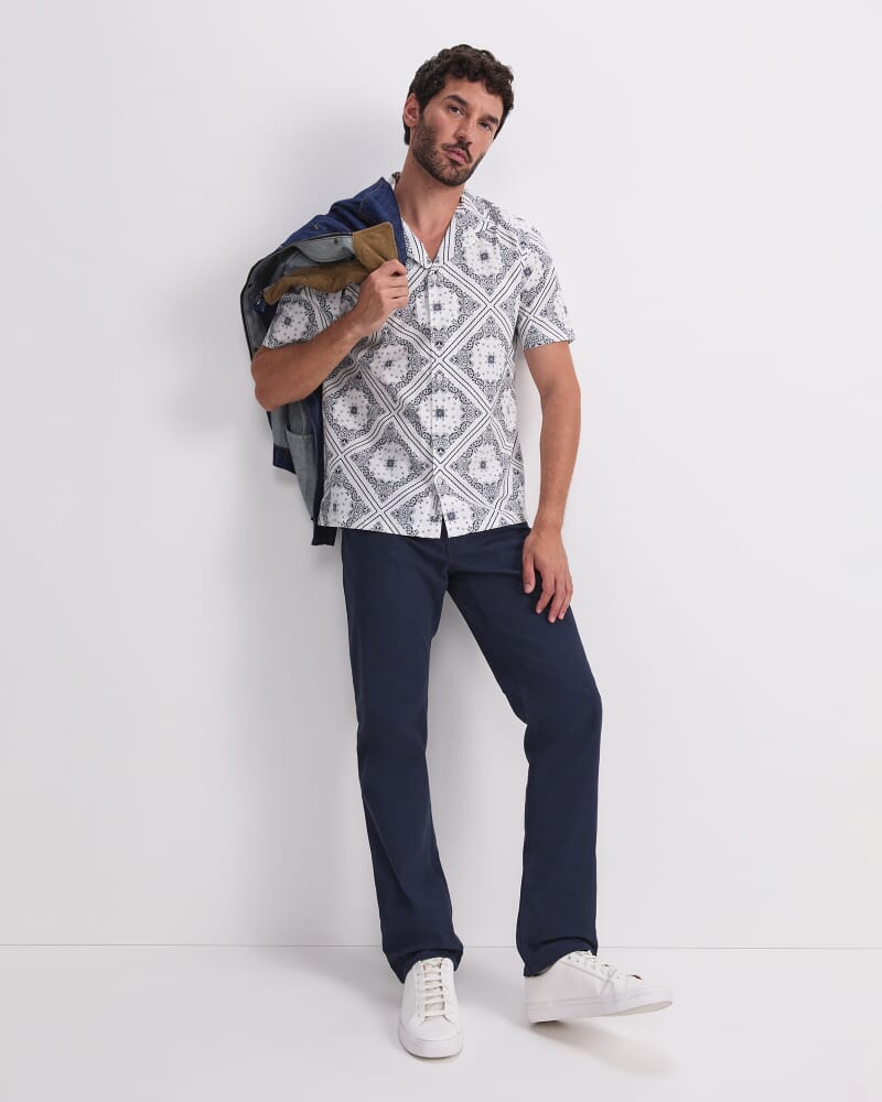 Bandana Short Sleeve Resort Shirt in WHITE