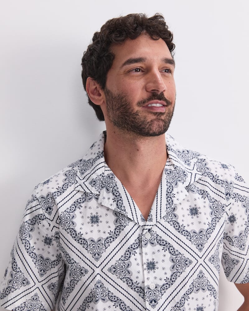 Bandana Short Sleeve Resort Shirt in WHITE