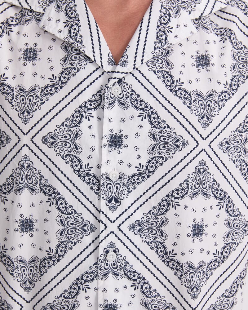 Bandana Short Sleeve Resort Shirt in WHITE
