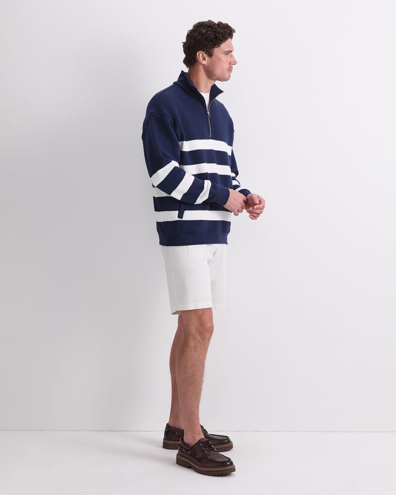Stripe Zip Sweatshirt in NAVY
