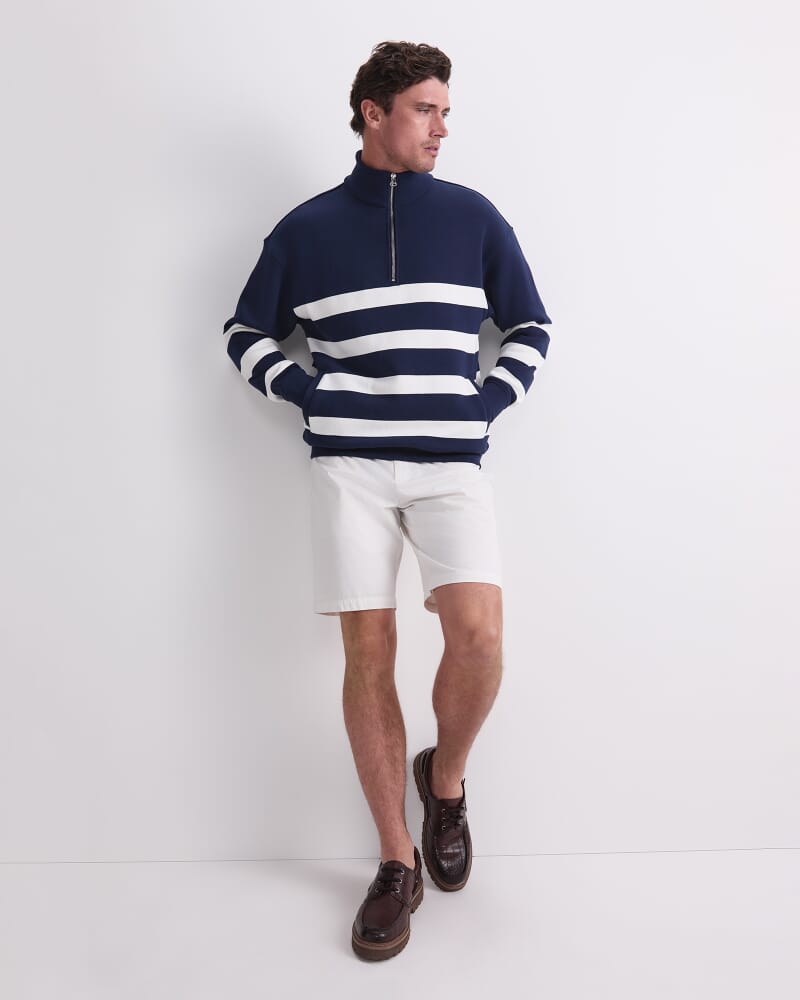 Stripe Zip Sweatshirt in NAVY