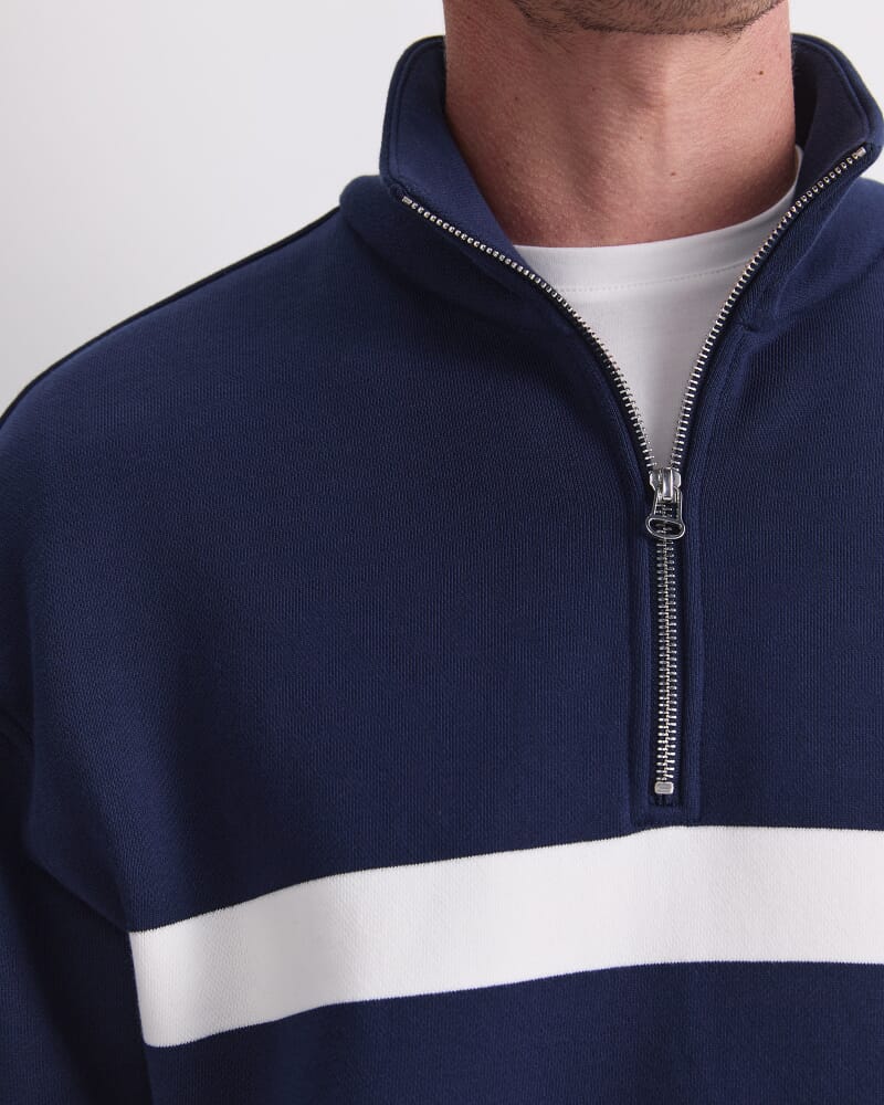 Stripe Zip Sweatshirt in NAVY