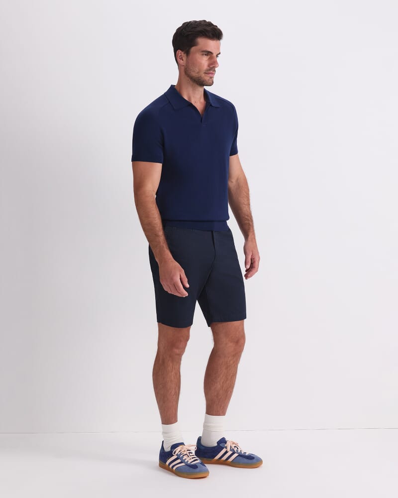 Brookes Short Sleeve Knit Polo in NAVY
