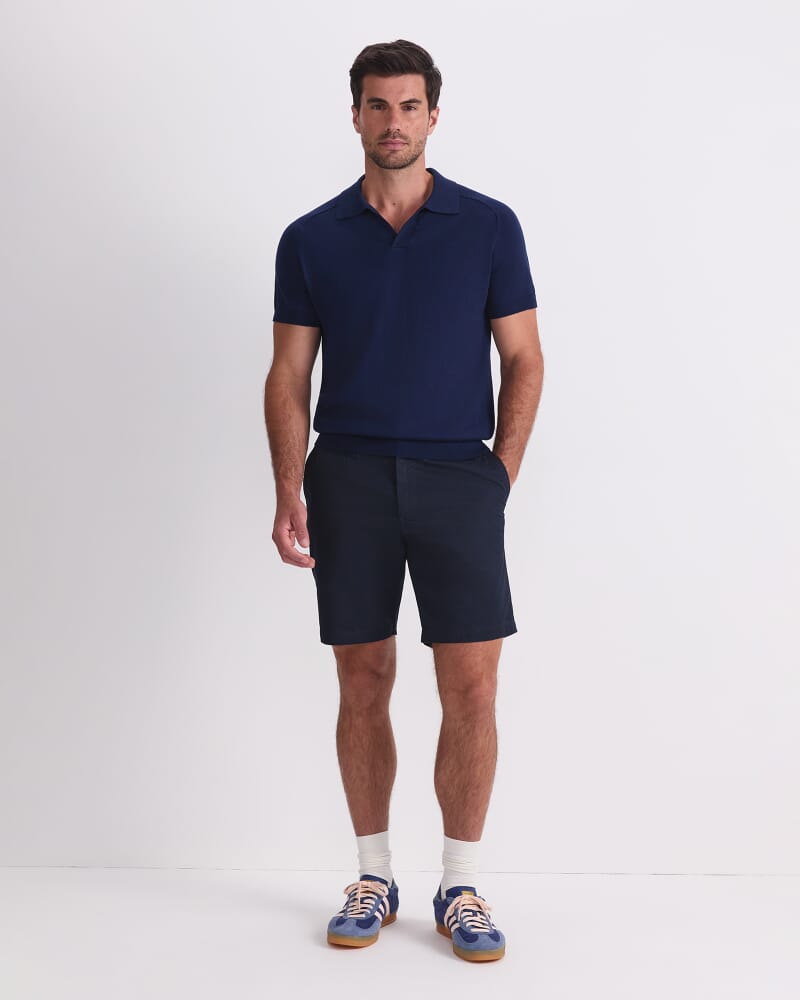 Brookes Short Sleeve Knit Polo in NAVY