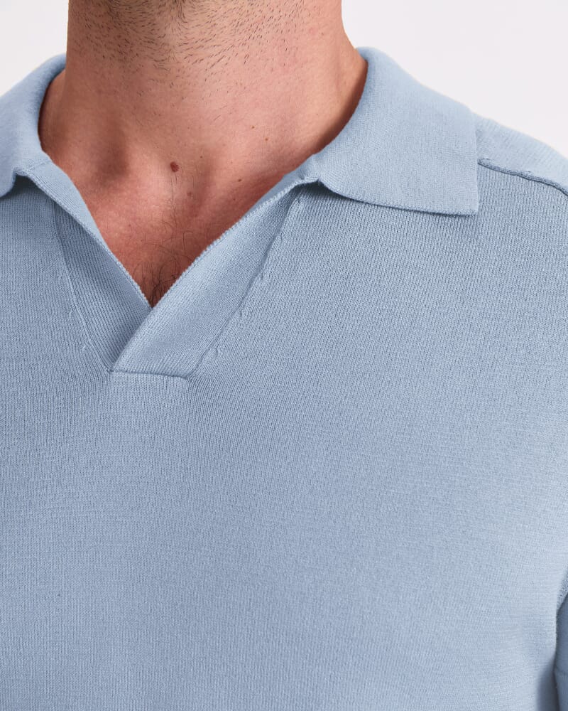 Brookes Short Sleeve Knit Polo in STEEL BLUE