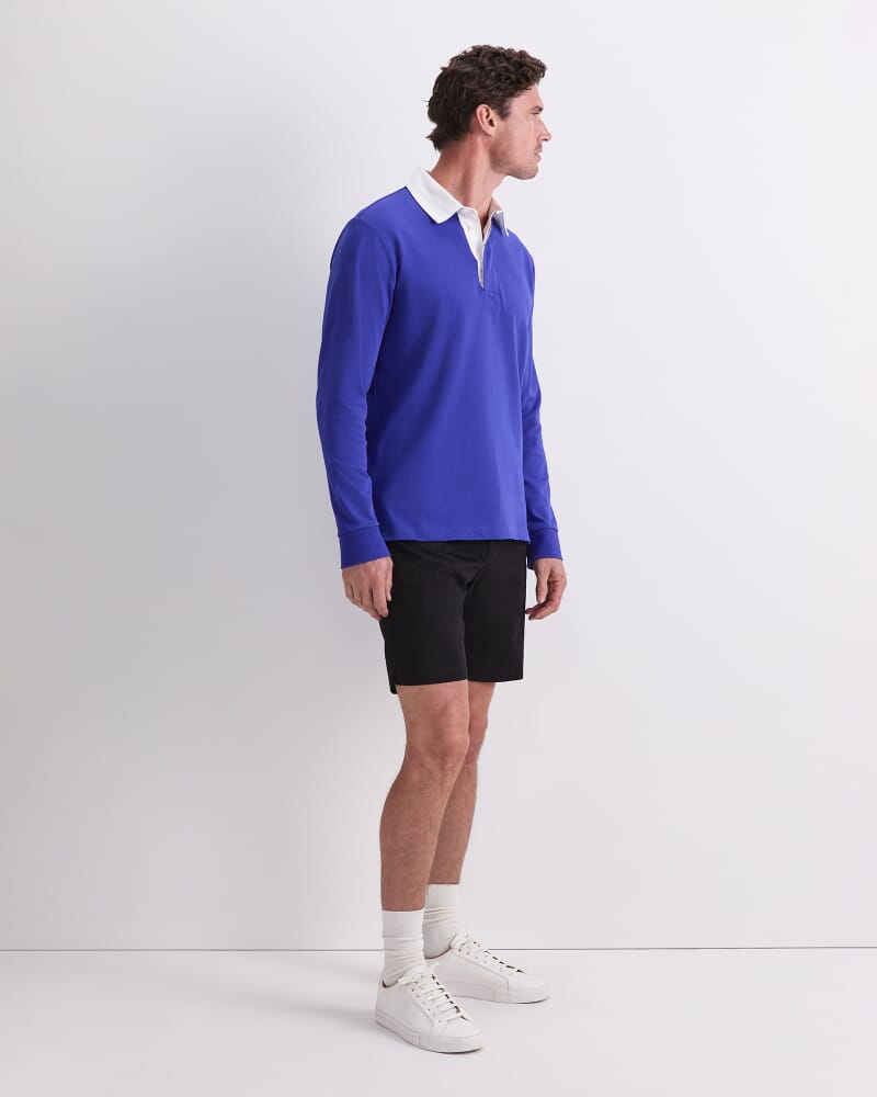 Long Sleeve Rugby Polo in COBALT