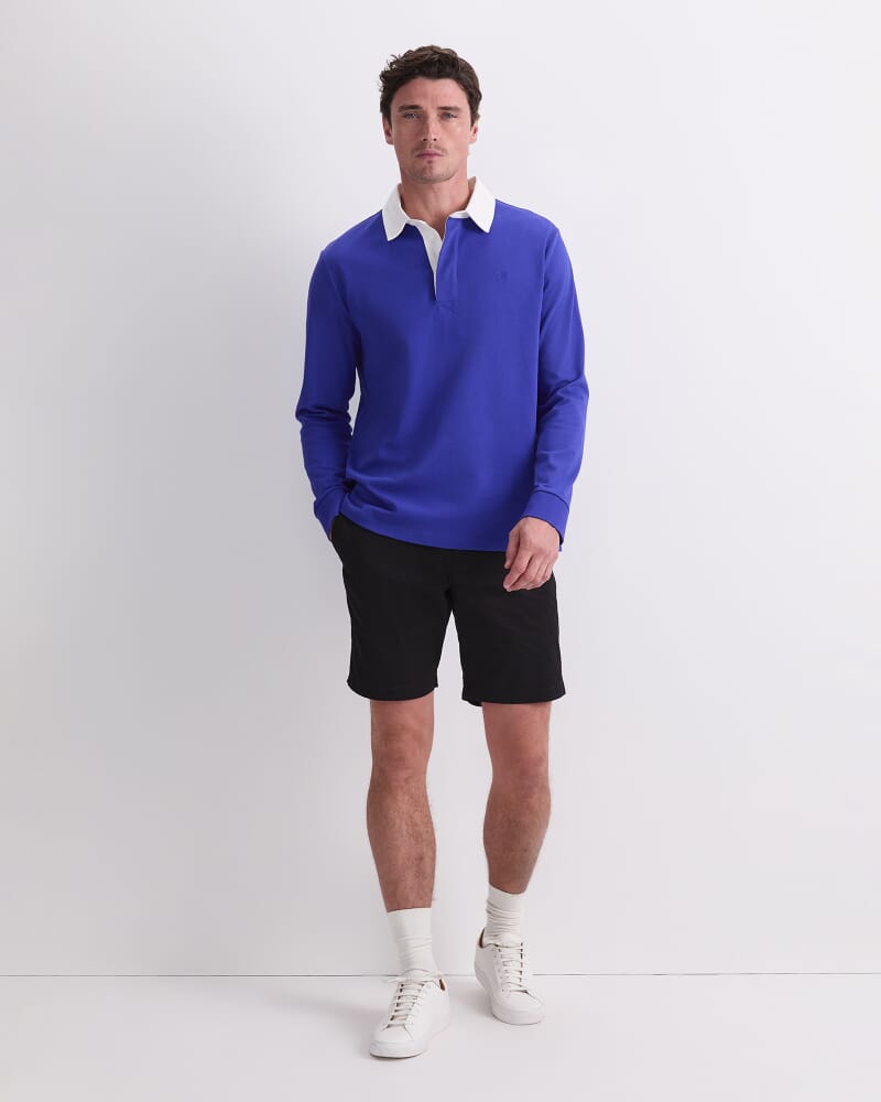 Long Sleeve Rugby Polo in COBALT