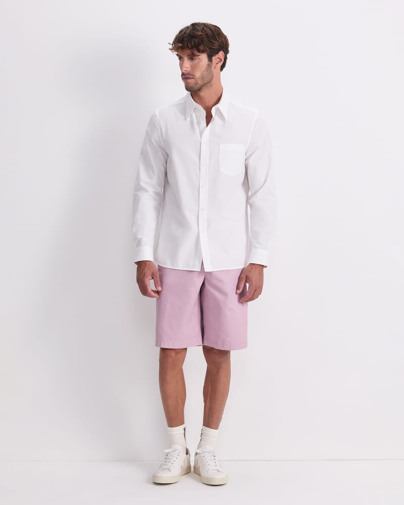 Poplin Long Sleeve Shirt in WHITE