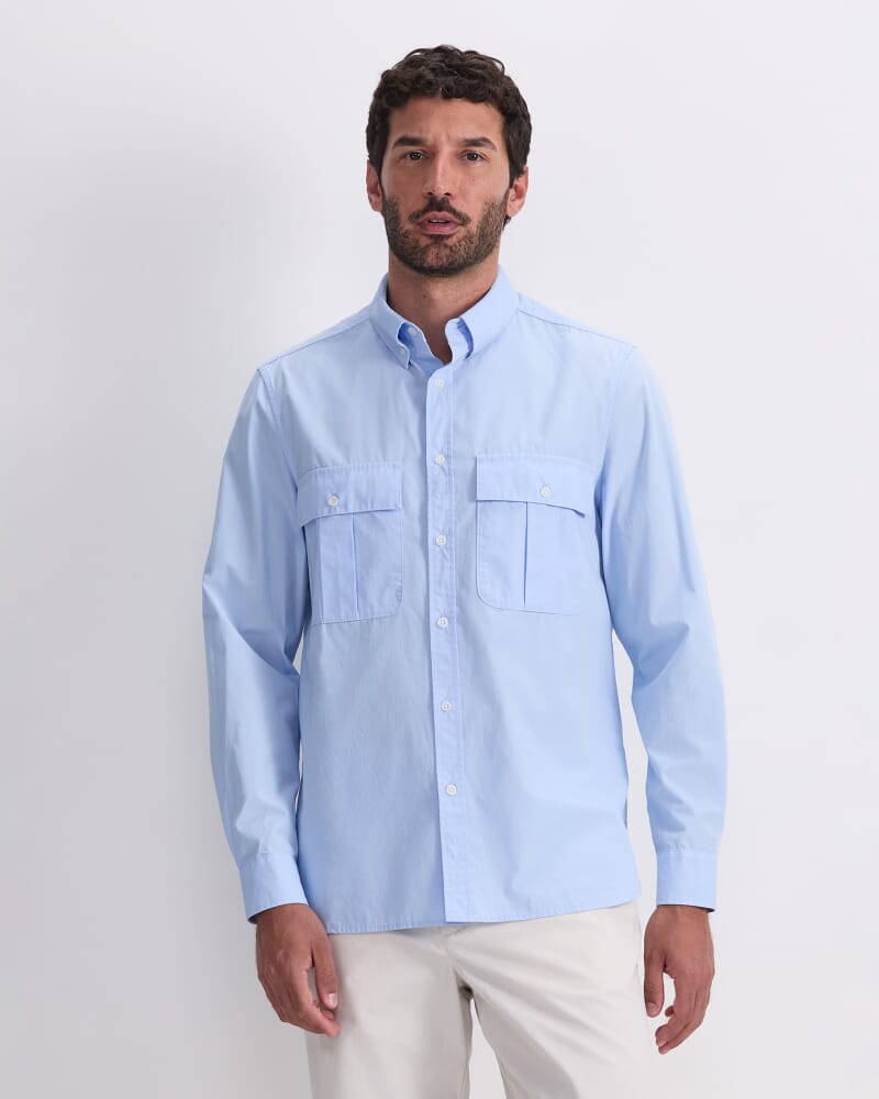 Long Sleeve Military Shirt in SOFT BLUE