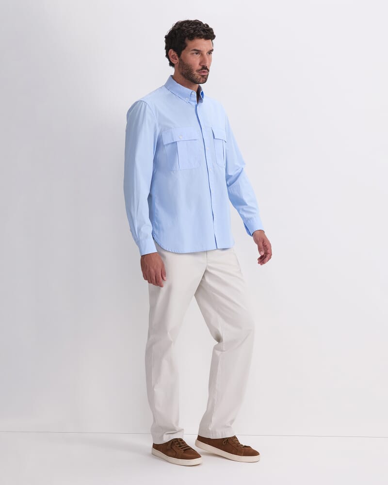 Long Sleeve Military Shirt in SOFT BLUE