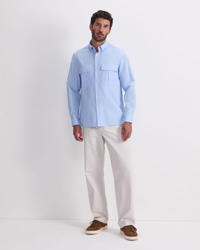 Long Sleeve Military Shirt in SOFT BLUE