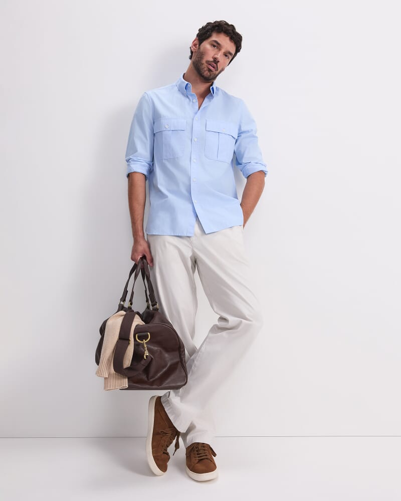 Long Sleeve Military Shirt in SOFT BLUE