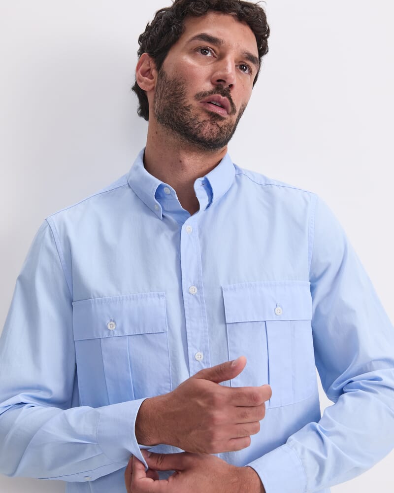 Long Sleeve Military Shirt in SOFT BLUE