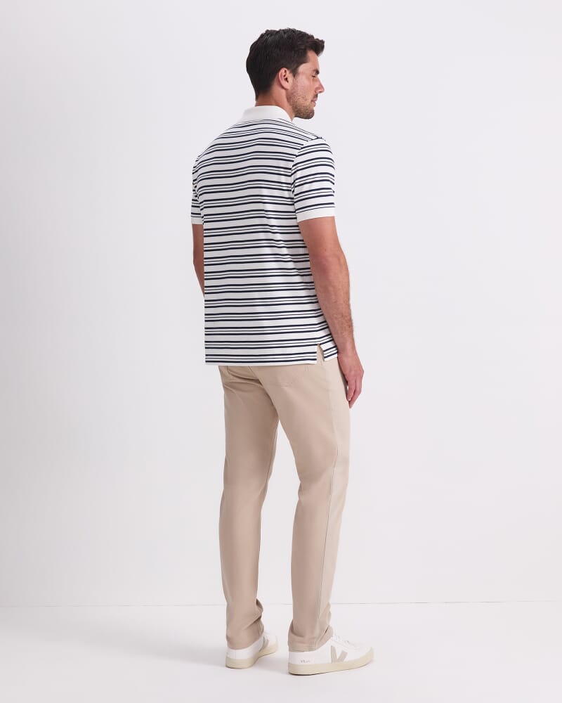 SC Stripe Pique Polo in WHITE/NAVY