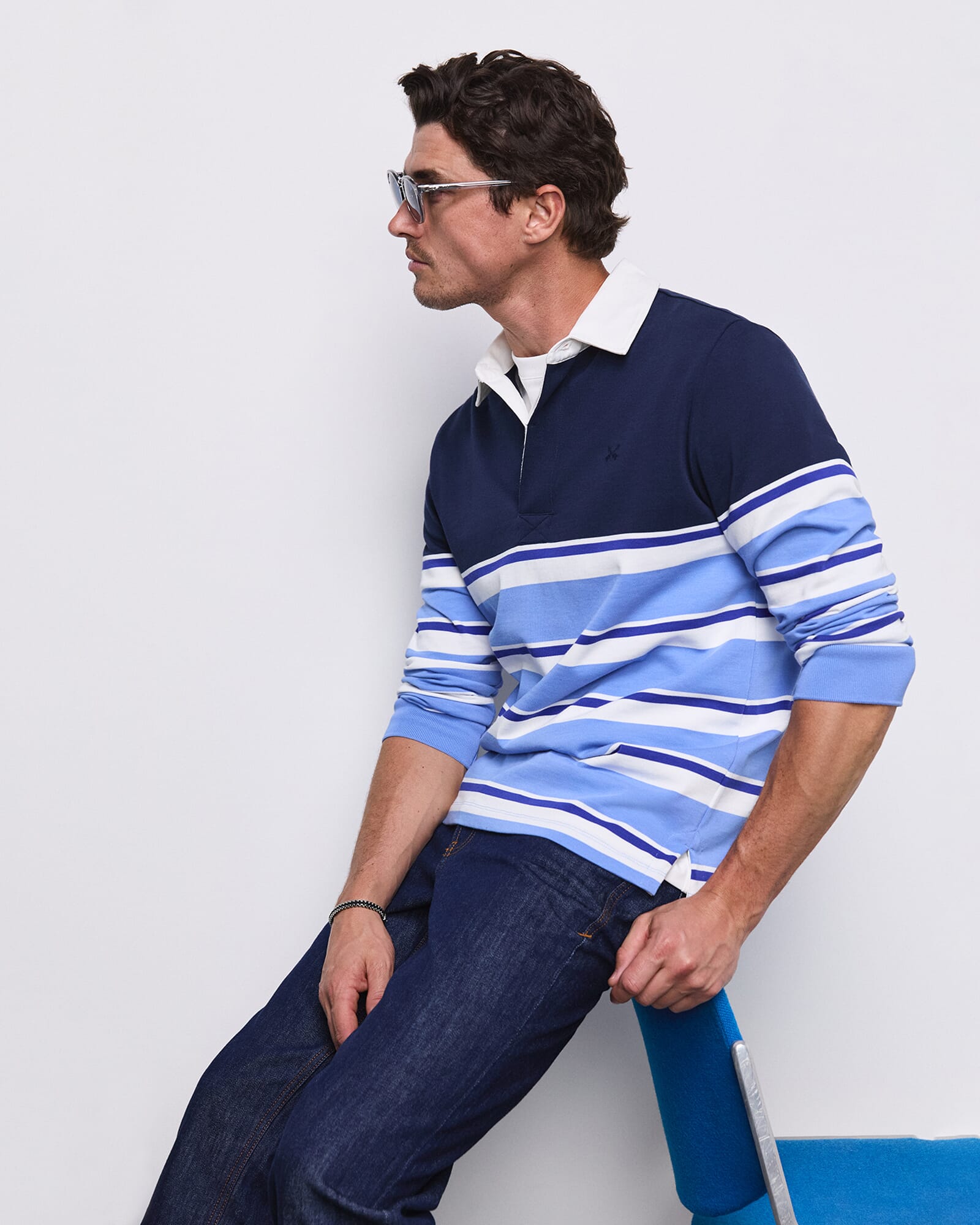 Long Sleeve Stripe Rugby Polo