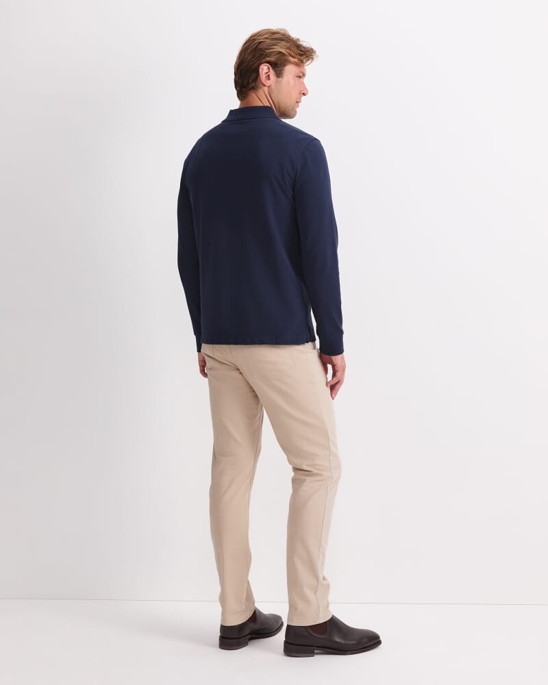 Long Sleeve SC Pique Polo in NAVY