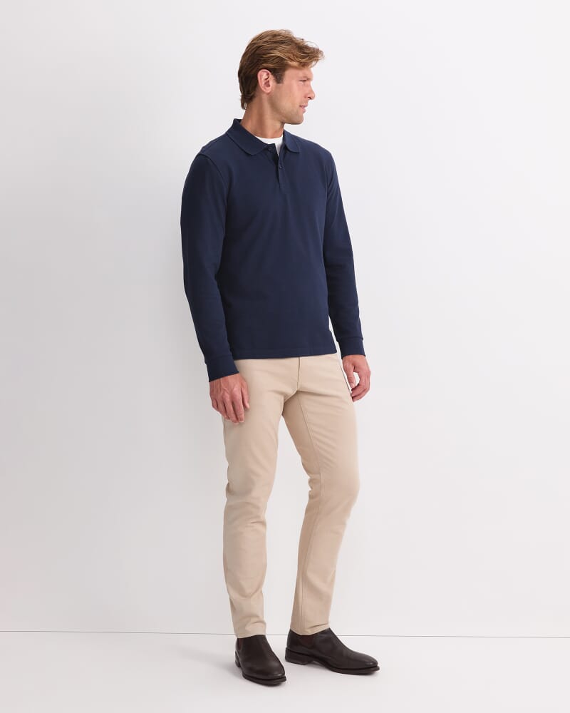 Long Sleeve SC Pique Polo in NAVY