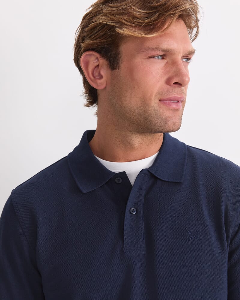 Long Sleeve SC Pique Polo in NAVY