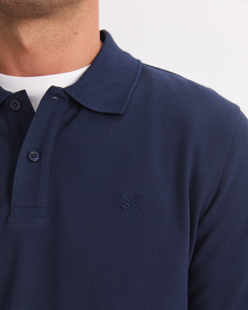 Long Sleeve SC Pique Polo in NAVY