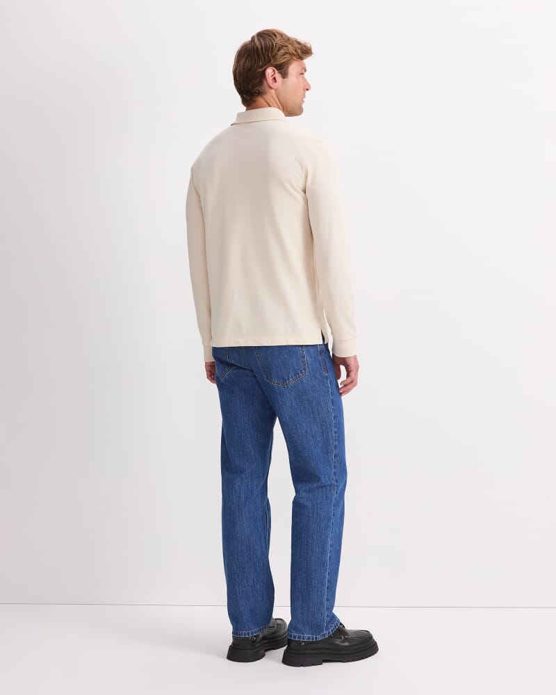 Long Sleeve SC Pique Polo in SAND