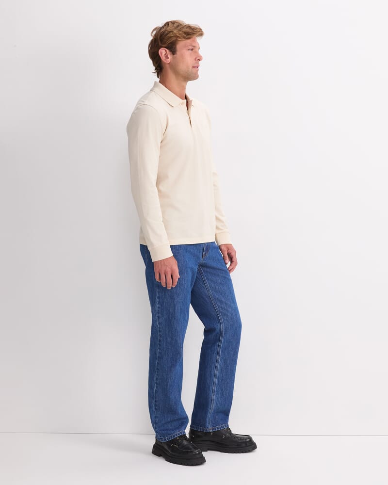 Long Sleeve SC Pique Polo in SAND