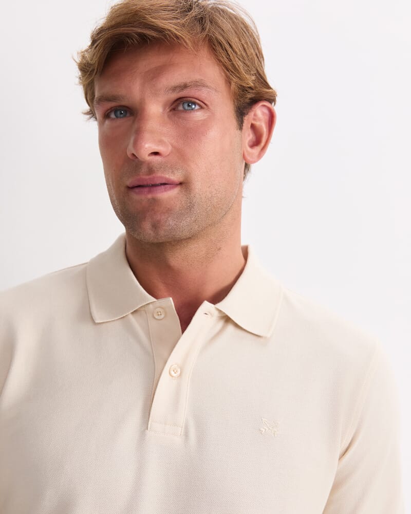 Long Sleeve SC Pique Polo in SAND