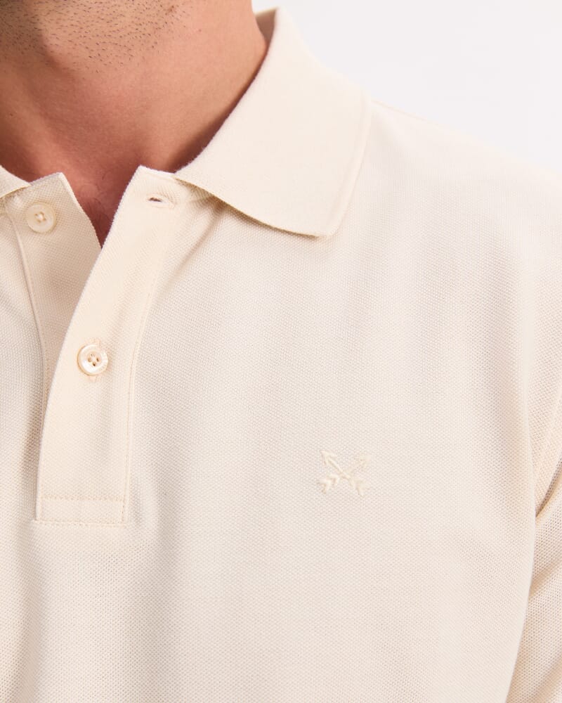 Long Sleeve SC Pique Polo in SAND