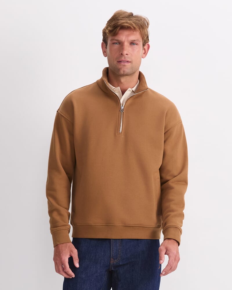 Quater Zip Sweatshirt in CAMEL