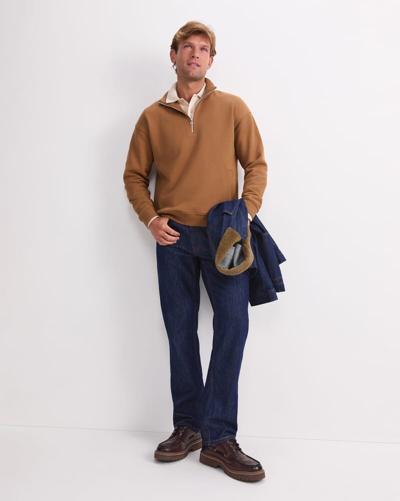 Quater Zip Sweatshirt in CAMEL