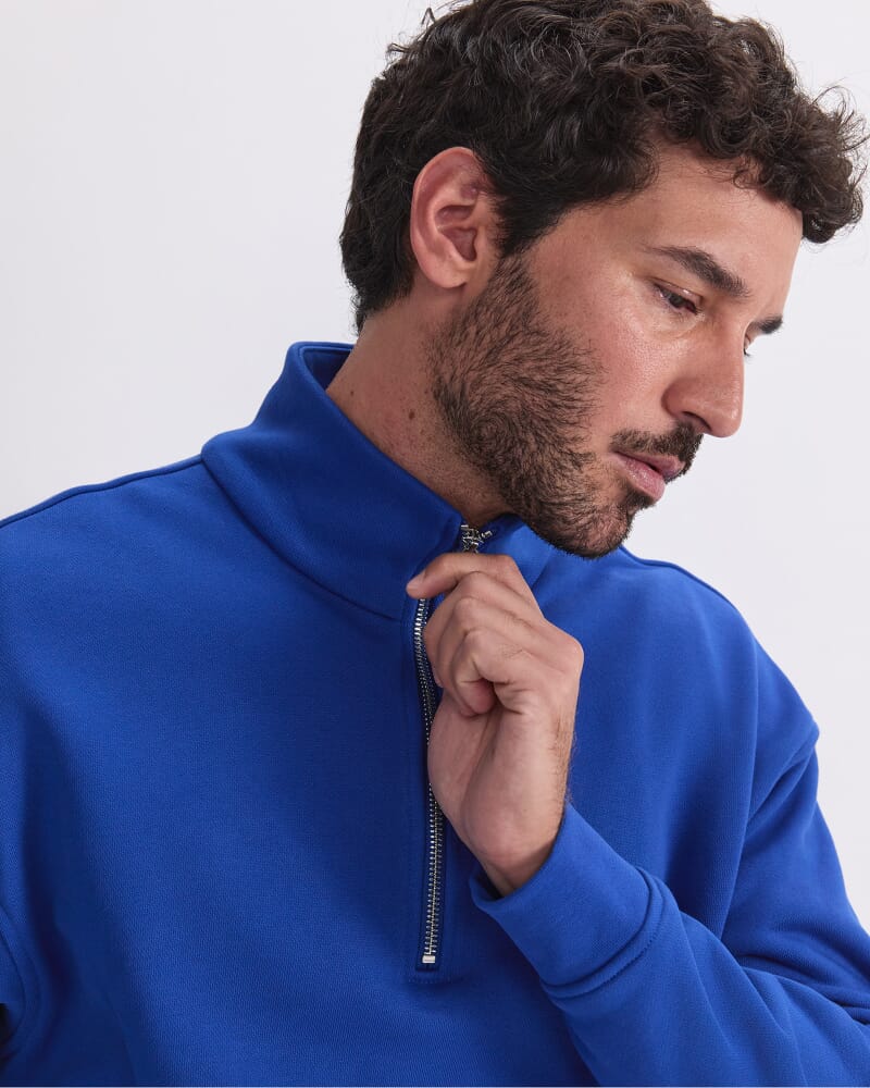 Quarter Zip Sweatshirt in COBALT