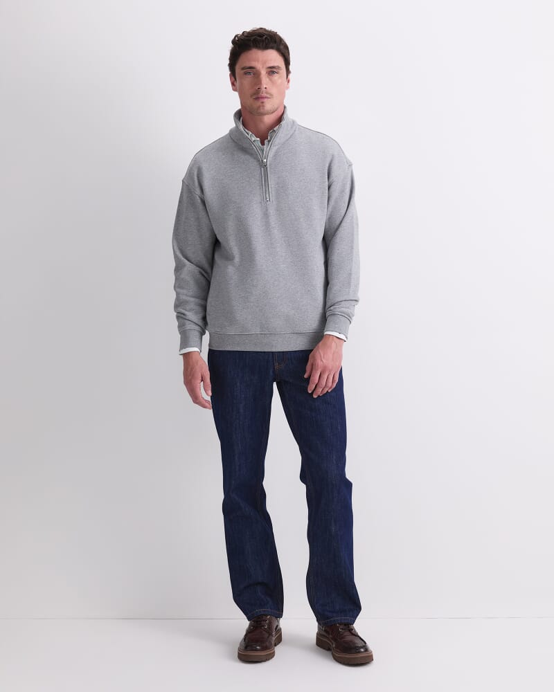 Quarter Zip Sweatshirt in GREY MARLE