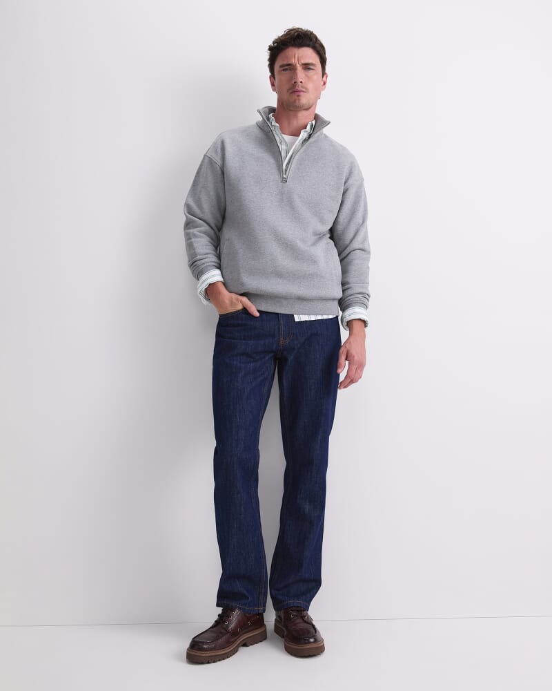 Quarter Zip Sweatshirt in GREY MARLE