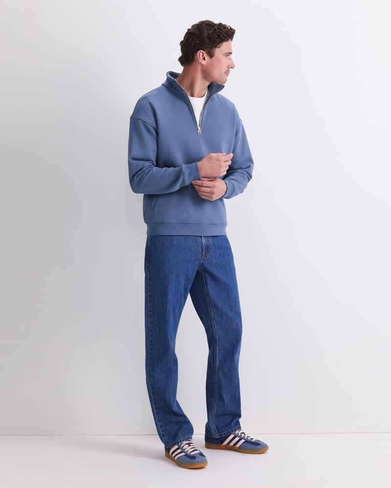 Quater Zip Sweatshirt in STEEL BLUE