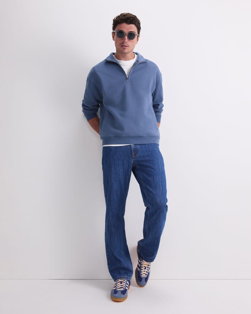 Quater Zip Sweatshirt in STEEL BLUE
